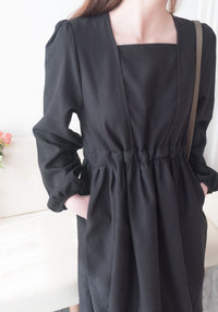 Square Neck 方領束腰後蝴蝶口袋篷篷傘形連身裙, Dress/ DS9396 (white sold out)