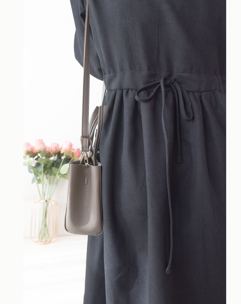 Square Neck 方領束腰後蝴蝶口袋篷篷傘形連身裙, Dress/ DS9396 (white sold out)