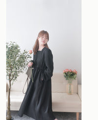 Square Neck 方領束腰後蝴蝶口袋篷篷傘形連身裙, Dress/ DS9396 (white sold out)