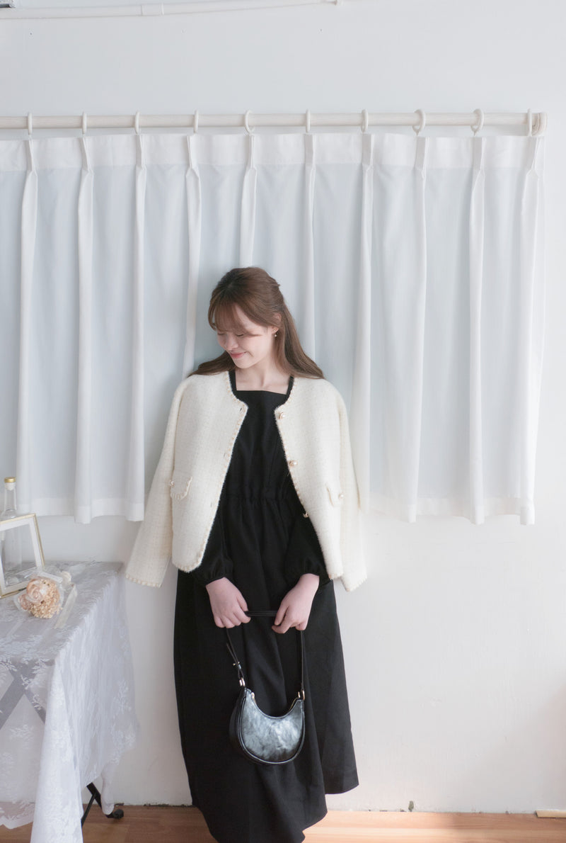 Square Neck 方領束腰後蝴蝶口袋篷篷傘形連身裙, Dress/ DS9396 (white sold out)