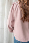 Wonderland 絨面皺褶方領輕優雅上衣, Blouse/ BU8987 (pink sold out)