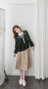 Wonderland 絨面皺褶方領輕優雅上衣, Blouse/ BU8987 (pink sold out)