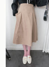 Beige 車線裝飾鈕扣大口袋挺身傘裙, Skirt/ SK8779