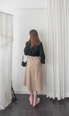 Wonderland 絨面皺褶方領輕優雅上衣, Blouse/ BU8987 (pink sold out)