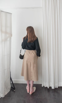 Wonderland 絨面皺褶方領輕優雅上衣, Blouse/ BU8987 (pink sold out)