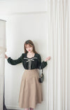 Wonderland 絨面皺褶方領輕優雅上衣, Blouse/ BU8987 (pink sold out)