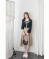 Wonderland 絨面皺褶方領輕優雅上衣, Blouse/ BU8987 (pink sold out)