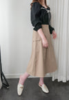 Wonderland 絨面皺褶方領輕優雅上衣, Blouse/ BU8987 (pink sold out)