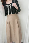 Wonderland 絨面皺褶方領輕優雅上衣, Blouse/ BU8987 (pink sold out)