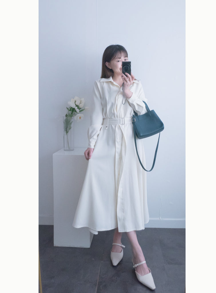 Ivory 象牙白高雅氣質銀釦連身裙, Dress/ DS9393