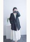 (方便啪鈕)  Trench 中長知性可褶中袖修腰風衣, Jacket/ JK8119