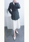 (方便啪鈕)  Trench 中長知性可褶中袖修腰風衣, Jacket/ JK8119
