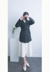 (方便啪鈕)  Trench 中長知性可褶中袖修腰風衣, Jacket/ JK8119