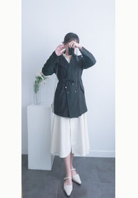 (方便啪鈕)  Trench 中長知性可褶中袖修腰風衣, Jacket/ JK8119