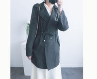 (方便啪鈕)  Trench 中長知性可褶中袖修腰風衣, Jacket/ JK8119