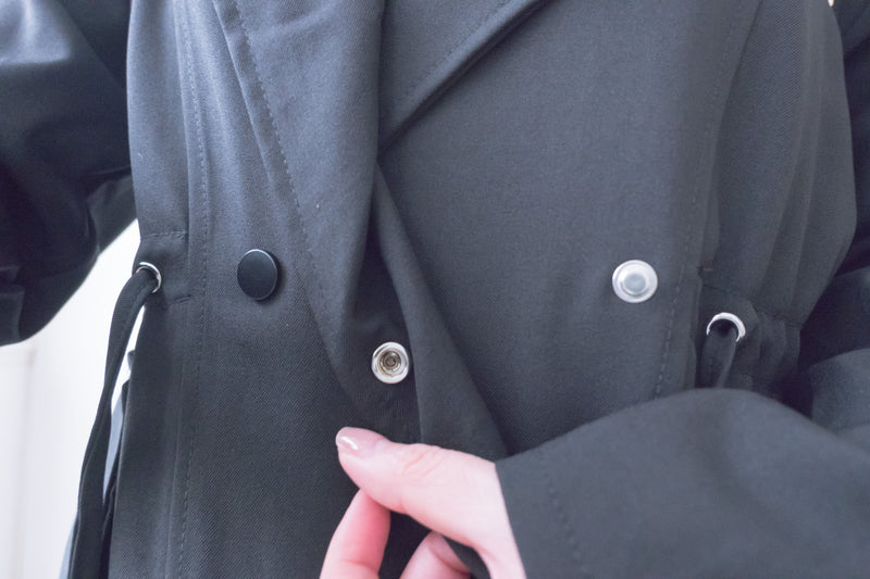 (方便啪鈕)  Trench 中長知性可褶中袖修腰風衣, Jacket/ JK8119
