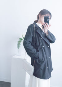 (方便啪鈕)  Trench 中長知性可褶中袖修腰風衣, Jacket/ JK8119