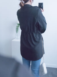 (方便啪鈕)  Trench 中長知性可褶中袖修腰風衣, Jacket/ JK8119