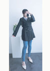 (方便啪鈕)  Trench 中長知性可褶中袖修腰風衣, Jacket/ JK8119