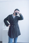 (方便啪鈕)  Trench 中長知性可褶中袖修腰風衣, Jacket/ JK8119