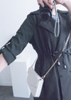 (方便啪鈕)  Trench 中長知性可褶中袖修腰風衣, Jacket/ JK8119