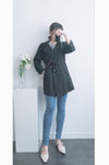 (方便啪鈕)  Trench 中長知性可褶中袖修腰風衣, Jacket/ JK8119