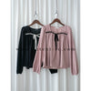 Wonderland 絨面皺褶方領輕優雅上衣, Blouse/ BU8987 (pink sold out)