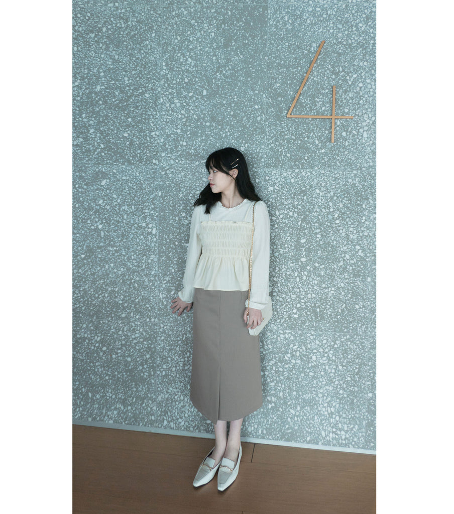 H-line 28"腰身腰帶修腰簡潔直身裙(送銀扣腰帶) , Skirt/ SK8783
