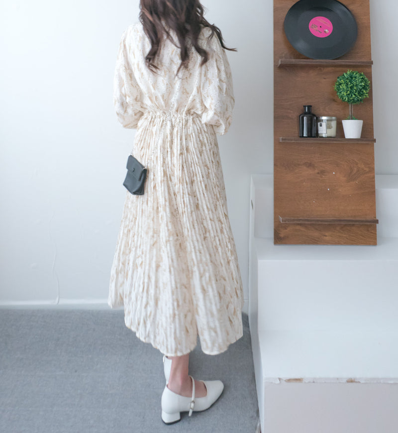 【現貨限量回歸 】Firework 花火線條幾何印花防皺百褶連身裙, Dress/ DS9429