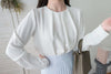 Chiffon 三色領口車褶雪紡上衣, Blouse/ BU8995