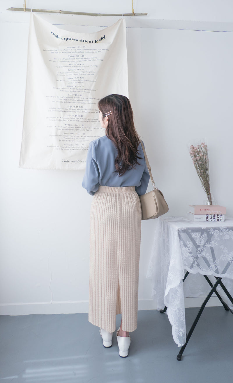 Braid Slit 全橡筋直身不貼身立體扭麻花後開叉, Skirt (可DIY剪短) / SK8792