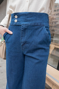 [限量現貨回歸]   (襯衫必備!) Straight Denim 高腰全彈性雙鈕扣直腳褲, Jeans/ PT8410