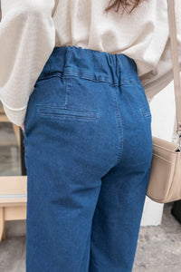 [限量現貨回歸]   (襯衫必備!) Straight Denim 高腰全彈性雙鈕扣直腳褲, Jeans/ PT8410