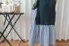 Stripe 深藍假兩件開叉拼條紋輕魚尾連身裙, Dress/ DS4983