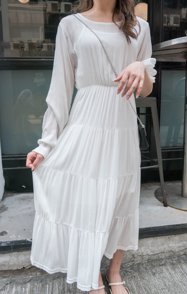 ( 送：吊帶白色打底裙) White 仙氣純白輕薄舒適搖拽連身裙, Dress/ DS9413