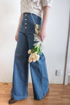 (超彈性!) 高腰闊腳全彈性中排鈕牛仔褲, Jeans/ PT8419