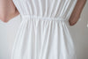 (浪漫白色 蝴蝶修飾手臂) V領蝴蝶肩裝備後橡筋連衣裙, Dress/ DS9498