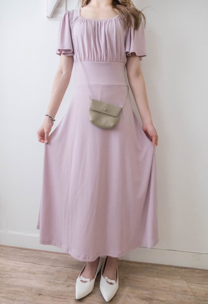 (超彈性棉質) Ballet 方領顯瘦高腰連身裙, Dress/ DS9502