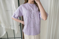 (質地超好) Floral Print 寬鬆oversize線條花花, Tee/ TP9008 （navy sold out)
