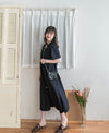 【Intent x Korea label】（100%防皺彈性) Navy V領金鈕扣傘袖開叉裙擺連身裙, Dress/ DS9545