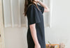 【Intent x Korea label】（100%防皺彈性) Navy V領金鈕扣傘袖開叉裙擺連身裙, Dress/ DS9545