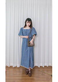 Denim Lace 花邊織紋牛仔布方領連身裙, Dress/ DS9523