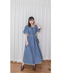 Denim Lace 花邊織紋牛仔布方領連身裙, Dress/ DS9523