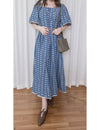 Denim Lace 花邊織紋牛仔布方領連身裙, Dress/ DS9523