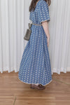 Denim Lace 花邊織紋牛仔布方領連身裙, Dress/ DS9523