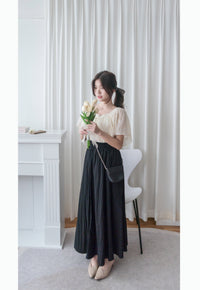 (百搭修腰微傘款式)  全橡筋百搭紋理傘形長裙, Skirt/ PT8426 (black sold out)