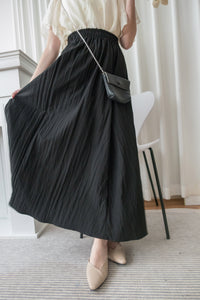(百搭修腰微傘款式)  全橡筋百搭紋理傘形長裙, Skirt/ PT8426 (black sold out)