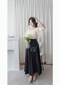 (百搭修腰微傘款式)  全橡筋百搭紋理傘形長裙, Skirt/ PT8426 (black sold out)