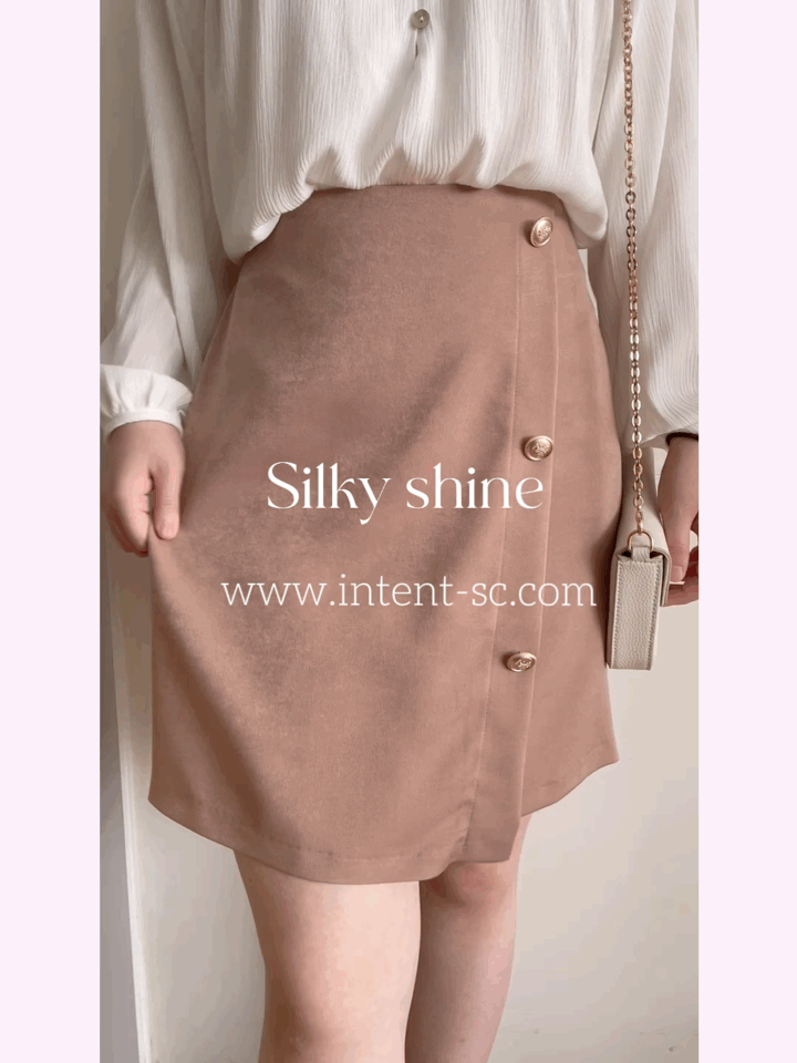 Silky Shine 香檳色金鈕顯瘦重疊A形裙, Skirt/ SK8751