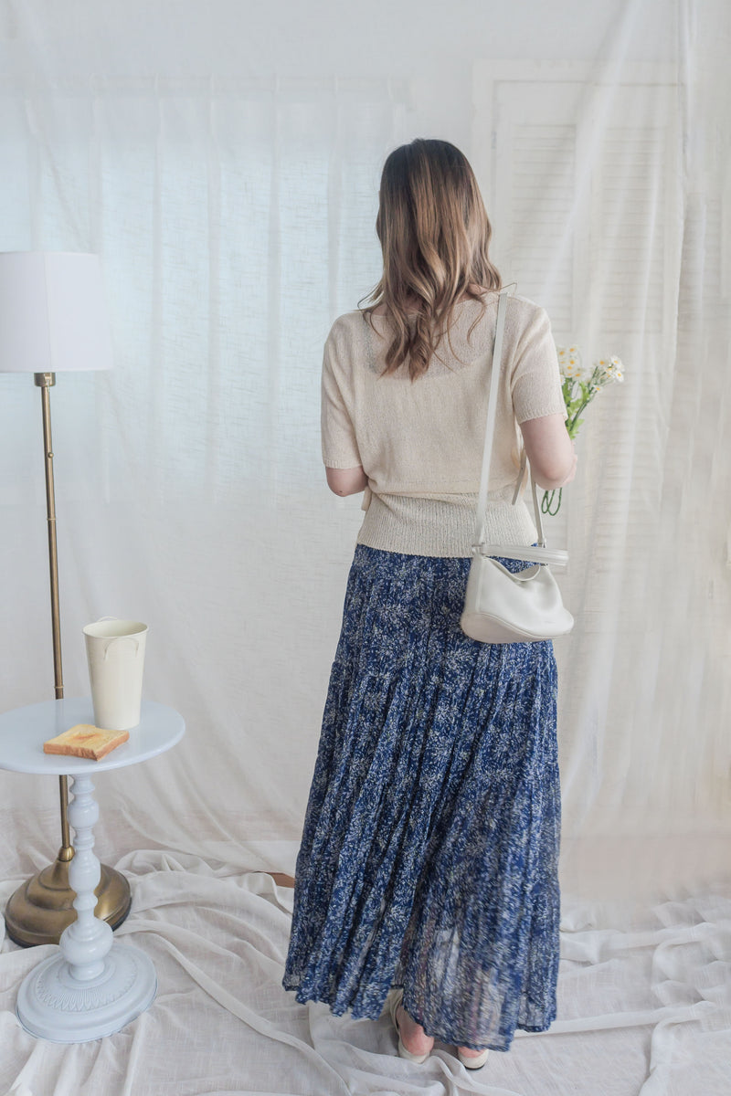 Floral Layers Skirt  輕柔漫舞碎花百褶長裙/ SK8900 (navy sold out)